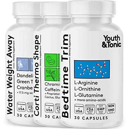 Youth & Tonic Shred Sculpt Lean 3 x Diet Pills w Water Weight Away & Cortithermo Shape - NutriGlobal