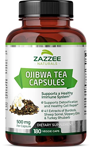 Zazzee Extra Strength Ojibwa Tea 500 mg, 180 Vegan Capsules, Rene Caisse's Original - NutriGlobal