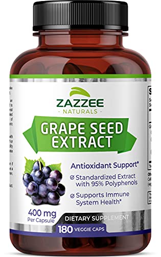 Zazzee High Strength Grape Seed 50:1 Extract, 20,000 mg Strength, 180 Vegan Capsules - NutriGlobal