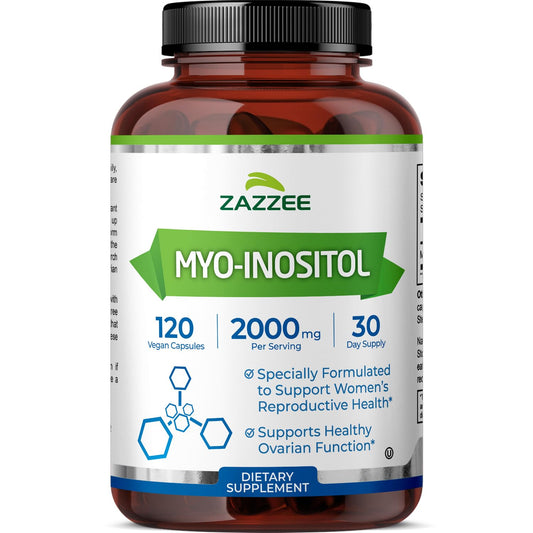 Zazzee Myo-Inositol Capsules, 2000 mg per Serving, 120 Vegan Capsules, Ideal Dosage for 40:1 Ratio, Certified Kosher, Hormone Balance & Healthy Ovarian - NutriGlobal