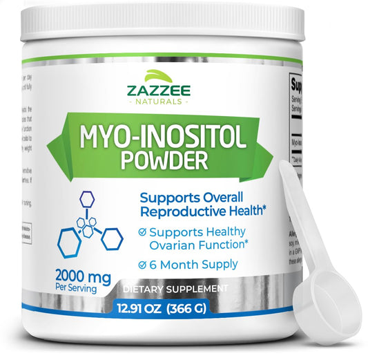 Zazzee Myo-Inositol Powder, 6 Month Supply, 183 Servings, 2000 mg per Serving - NutriGlobal