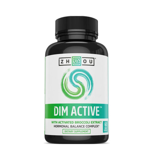Zhou DIM Active - DIM Supplement, Hormone Balance for Women & Men, Hormonal Support with 250mg Diindolylmethane - 60 Vegan Capsules - NutriGlobal