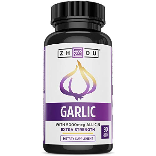 Zhou Nutrition Garlic Supplement With Allicin, Extra Strength 5000mcg Allicin Per Serving - NutriGlobal