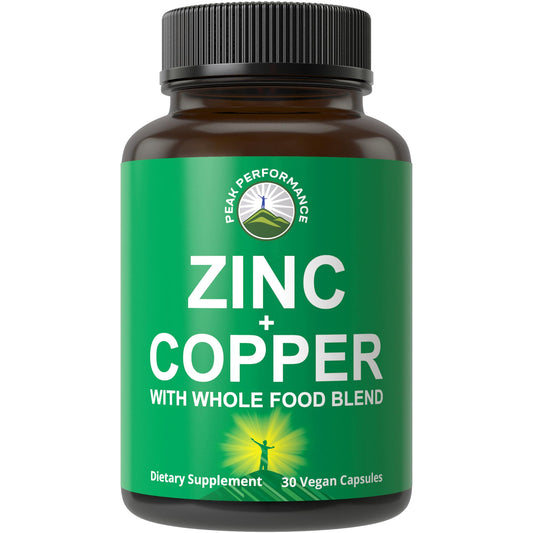 Zinc with Copper + Whole Food Blend of 25 Vegetables and Fruits for Max Absorption. Immune Support Supplement Capsules. Two Essential Minerals for Immunity. Zinc Vitamin Pills for Men and Women. - NutriGlobal