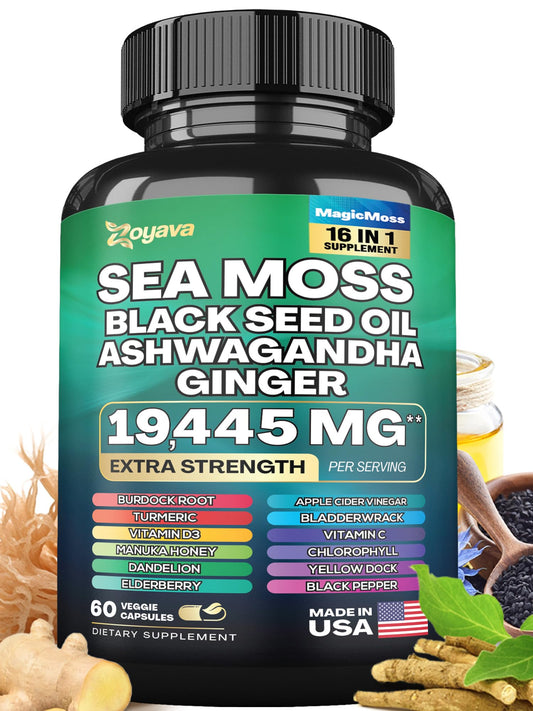 Zoyava Magic Moss Blend Sea Moss 7000mg Ashwagandha 2000mg Black Seed Oil - NutriGlobal